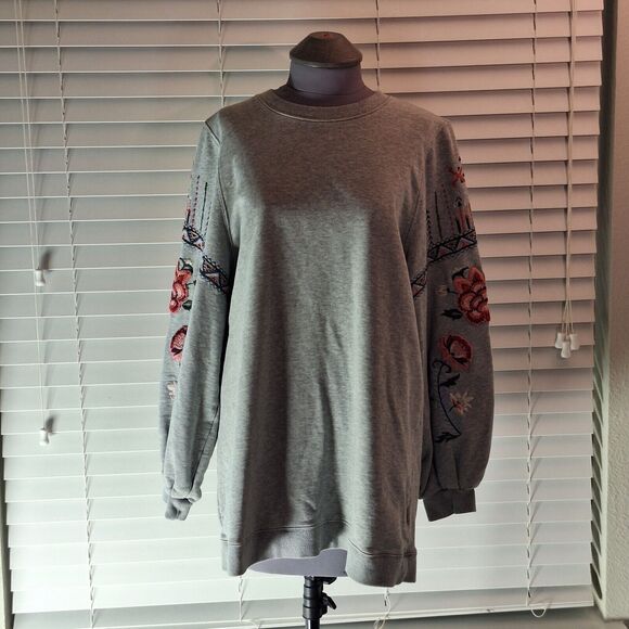 Driftwood size L pullover Long Sleeve Embroidered Sleeves - Picture 8 of 12